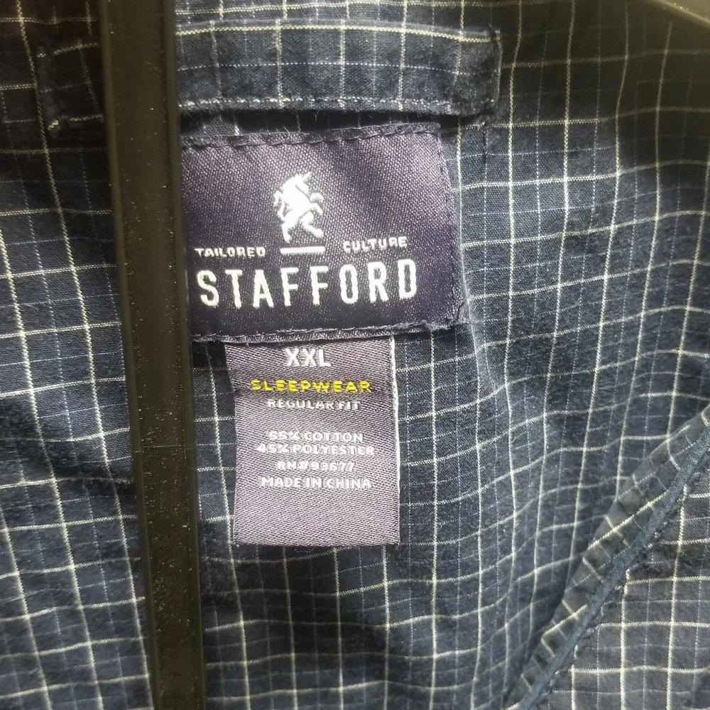 Men's Stafford Sleepwear set, in blue/white plaid, XXL - Picture 7 of 8